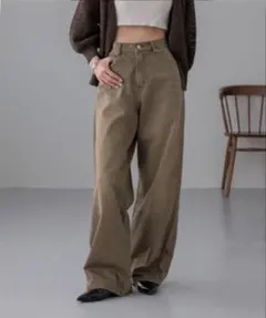 LOWRYS FARM カラーデニムパンツ ブラウン Sのサムネイル