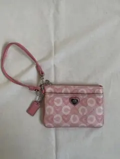 コーチ ハート模様 ポーチ ピンク