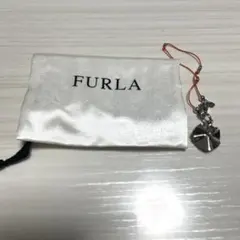 【美品】FURLA フルラ メタルチャーム ストラップ ロゴ保存袋付き シルバー