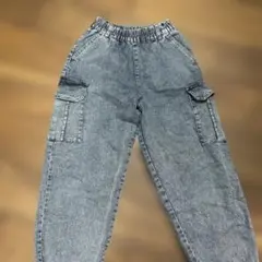 グレー カーゴパンツ ゴムウエスト