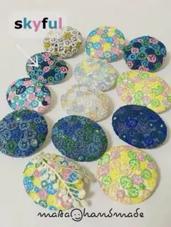 ミナペルホネン ブローチ ヘアゴム NO.247✳︎ブラックピンクのスカイフル