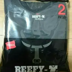 ヘインズ ビーフィー 2枚組 メンズ Tシャツ 半袖 無地 クルーネック 黒XＬ