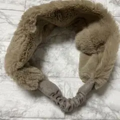 【新品未使用】ベージュ ファー ヘアバンド