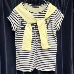 美品＊INGNI/ストライプ/ボーダー/半袖/ロゴ/デザイン有/黒×黄