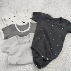星柄・月柄 半袖ボディスーツ 70cm 4点セット