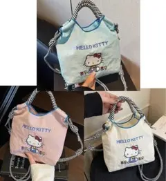 2点セット　ハローキティサンリオ　刺繍手提げ　ミニトートバック　ショルダーバッグ