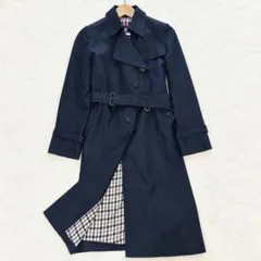 美品✨アクアスキュータム　トレンチコート　ロング　変形襟　ベルト　ネイビー　10