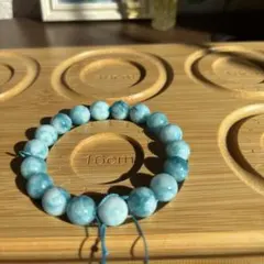 ラリマー天然石ブレスレット16センチ長さ調整可10ミリ珠三大ヒーリングストーン