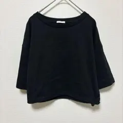 GU 【S】 ジーユー ドローストリングプルオーバー Tシャツ ブラック