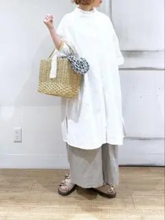 《natural by clip》シアサッカースタンドワンピース