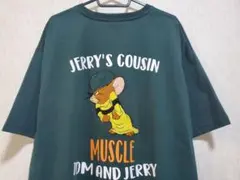 トムとジェリー Tシャツ　半袖　サガラ　刺繍 グリーン　緑