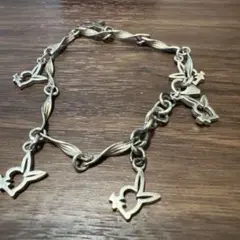 ウサギとハートの925シルバー調アンクレット