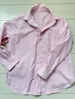 GU ジーユー ストライプオーバーサイズシャツ ピンク M