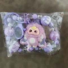 ベイビースリー ぷくっとアングリーフェイス ビーズストラップ キーホルダー 紫