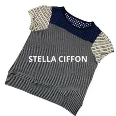 STELLA CIFFON ステラシフォン　レーストップス　半袖　ボーダー