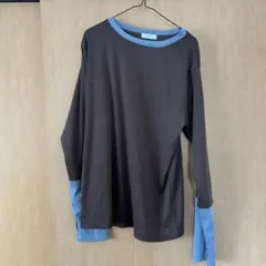 未使用　ブラウン/ブルー 長袖トップス　４L