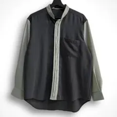 貴重【VINTAGE】90s 切替 比翼 レトロビンテージバンドカラーシャツ