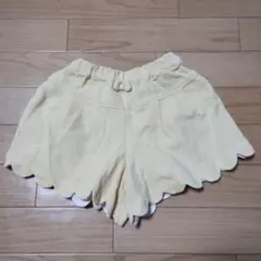イエロー スカラップヘム ハーフパンツ 110　ハッシュアッシュ