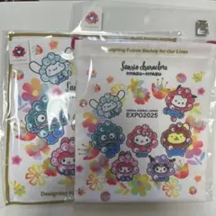 ミャクミャク×サンリオキャラクター 巾着&ハンカチ ミニタオル　万博　2点