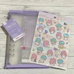 6リングファイル パープル スライダー ポケット ピンク リトルツインスターズ