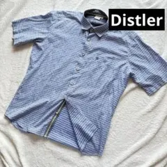euro Distler チロリアン　半袖　チェックシャツ　ブルー　ユーロ古着のサムネイル