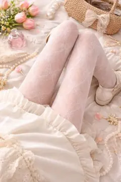 リボン メッシュ プリント レギンス、スカートとのコーデに最適