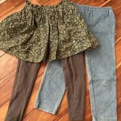 花柄フレアスカートとレギンスセット 100cm