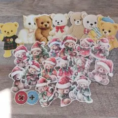 カット済コラージュシート♡サンタくまちゃん＆アップリケくまちゃん