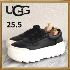 UGGアグ マリンメガレース 厚底スニーカー レザー　ブラック 25.5cm