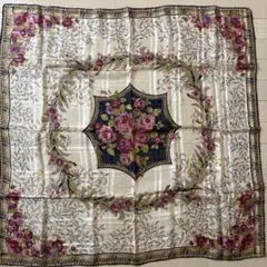【美品】 花柄スカーフ　シルク　ビンテージ　ユキコハナイのサムネイル