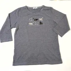 USPP ボーダー 猫刺繍 Tシャツ L