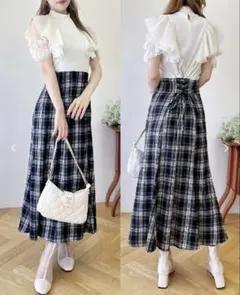 INGNI イング チェック柄ドッキングワンピース