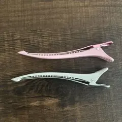 ヘアクリップ ピンク グレー 2色セット