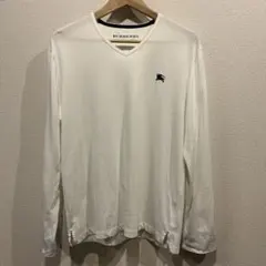 BURBERRY BLACK LABEL 刺繍ロゴ Vネック長袖 白 3