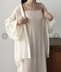 パフスリーブシアーノーカラーシャツのサムネイル