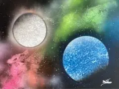 スプレーアート原画「色彩の共鳴」 A3サイズ