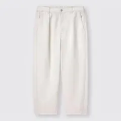 GU ジーユー　カラーカーブタックパンツ　ユニセックスM オフホワイト　ボトムス