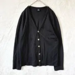 Gap ギャップ／カーディガン 長袖 M Vネック 飾りボタン コットン 黒