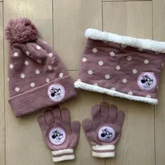 ミニー　ニット帽、ネックウォーマー、手袋3点セット