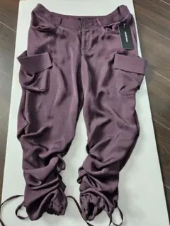 パープル ドローストリング カーゴパンツ