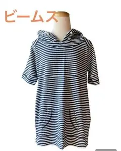 【ビームス】美品　ストライプ柄フード付きTシャツ