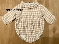tete a tete チェック柄ロンパース　80