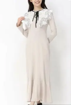 新品タグ付き　ミッシュマッシュ　レース襟ロングニットワンピース