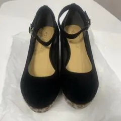 [未使用] 黒 レオパード柄 ウェッジソール