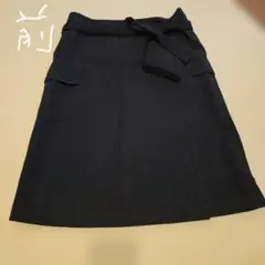 MHL. 黒 ひざ丈ラップスカート