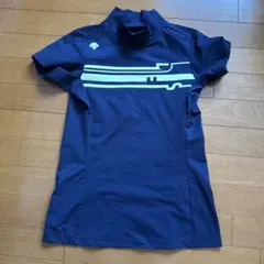 ネイビー ハイネックシャツ 半袖