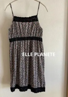ELLE PLANETE 花柄レースキャミワンピース　チュニック ブラックのサムネイル
