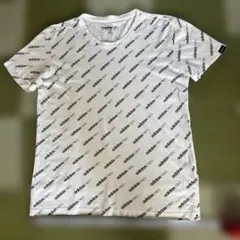 adidas neo 総柄ロゴTシャツ ホワイト 半袖 スポーツウェア　M