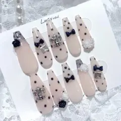 ネイルチップ 現品オーダー ちゅるん クロム ワンホン 韓国 スナ系 ガーリー