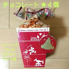 ディズニー パークフード チョコレート ポップコーン キーチェーン４個セット